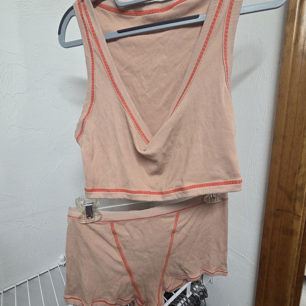 Women's Peach and Orange Intimate Set